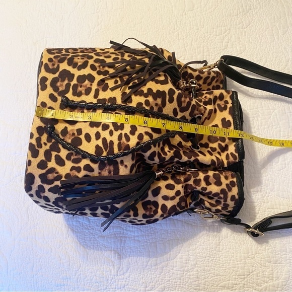 Bam Forever Drawstring Leopard Print Bucket Shoulder Crossbody Bag - Picture 9 of 16
